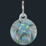 Abstract Blue Green Butterfly Fantasy Fractal Art Pet ID Tag<br><div class="desc">A colorful and very decorative fantasy butterfly
with harmonious blue-green pastel colors.
Design for your pet tag and more.</div>