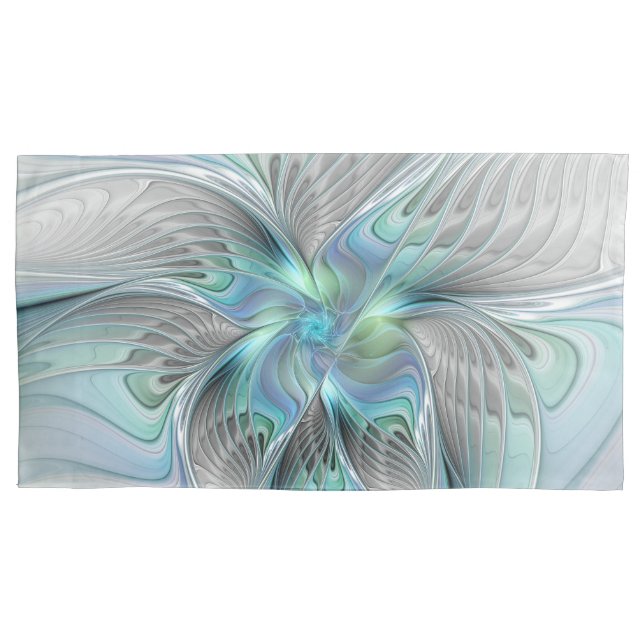 Abstract Blue Green Butterfly Fantasy Fractal Art Pillow Case (Front)