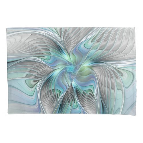 Abstract Blue Green Butterfly Fantasy Fractal Art Pillow Case