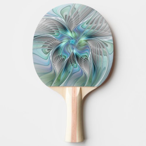 Abstract Blue Green Butterfly Fantasy Fractal Art Ping Pong Paddle