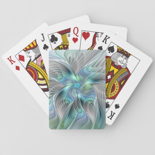 Abstract Blue Green Butterfly Fantasy Fractal Art Playing Cards