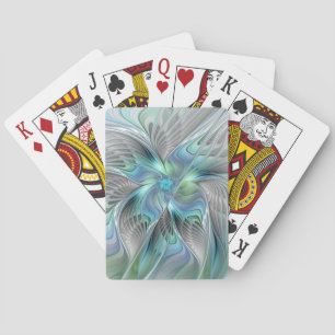 Abstract Blue Green Butterfly Fantasy Fractal Art Poker Cards