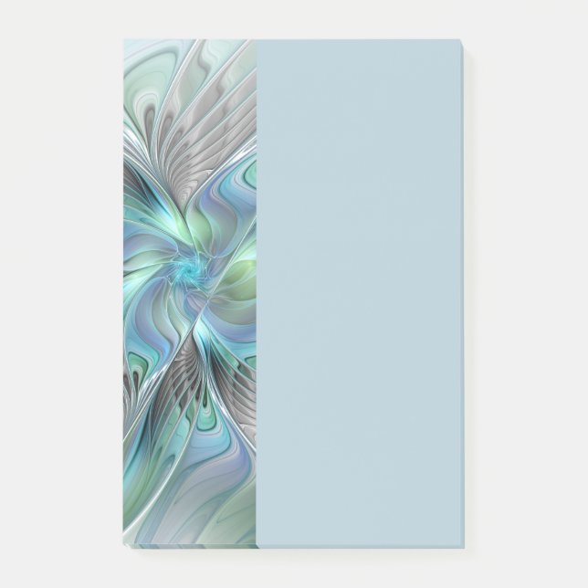 Abstract Blue Green Butterfly Fantasy Fractal Art Post-it Notes (Front)