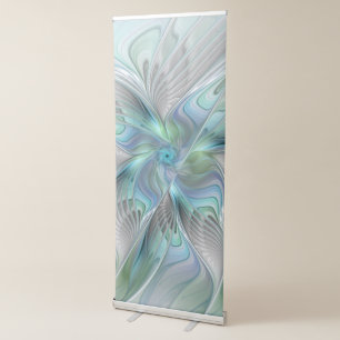Abstract Blue Green Butterfly Fantasy Fractal Art Retractable Banner