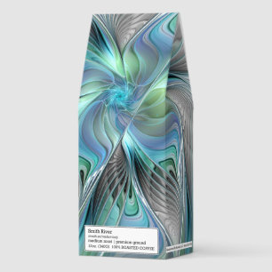 Abstract Blue Green Butterfly Fantasy Fractal Art Roasted Coffee