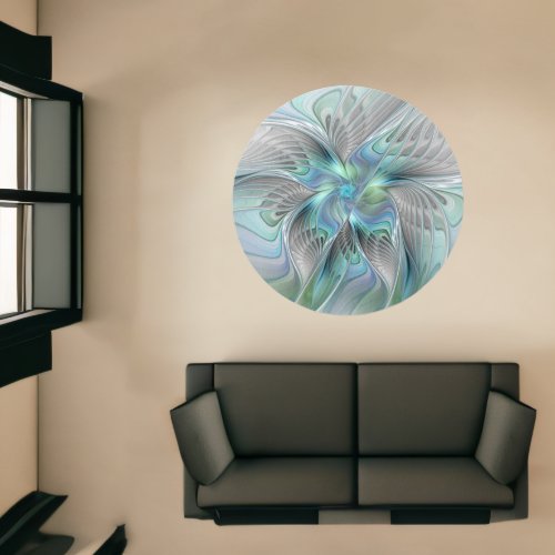 Abstract Blue Green Butterfly Fantasy Fractal Art Rug