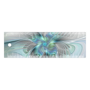 Abstract Blue Green Butterfly Fantasy Fractal Art Ruler