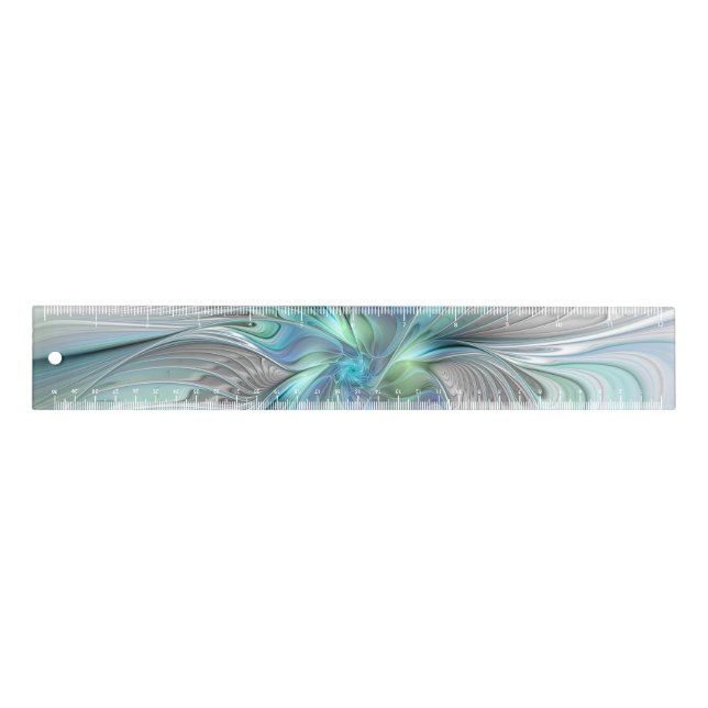 Abstract Blue Green Butterfly Fantasy Fractal Art Ruler (Front)