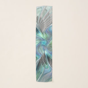 Abstract Blue Green Butterfly Fantasy Fractal Art Scarf