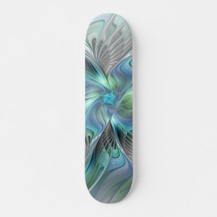 Abstract Blue Green Butterfly Fantasy Fractal Art Skateboard