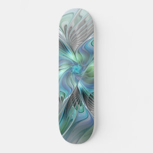 Abstract Blue Green Butterfly Fantasy Fractal Art Skateboard