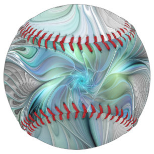 Abstract Blue Green Butterfly Fantasy Fractal Art Softball