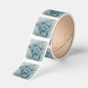 Abstract Blue Green Butterfly Fantasy Fractal Art Square Sticker