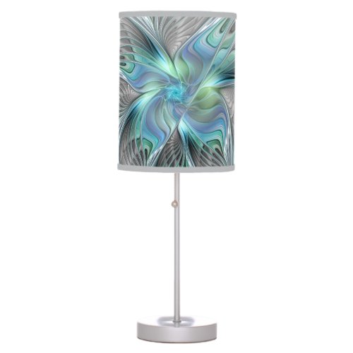 Abstract Blue Green Butterfly Fantasy Fractal Art Table Lamp