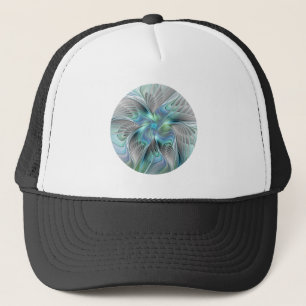 Abstract Blue Green Butterfly Fantasy Fractal Art Trucker Hat