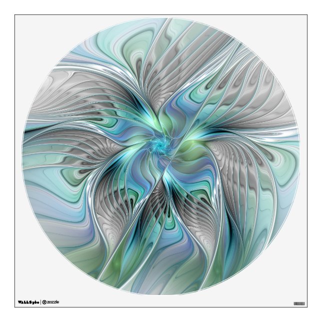 Abstract Blue Green Butterfly Fantasy Fractal Art Wall Decal (Front)