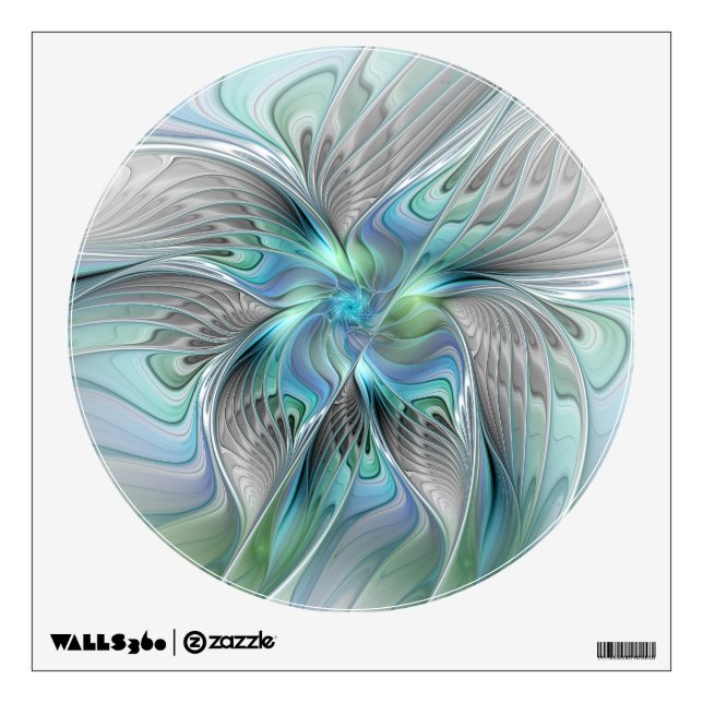 Abstract Blue Green Butterfly Fantasy Fractal Art Wall Decal (Front)
