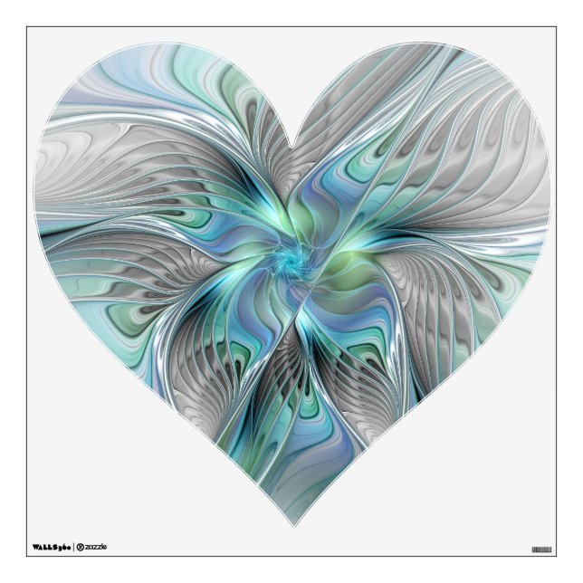 Abstract Blue Green Butterfly Fantasy Fractal Art Wall Decal (Front)