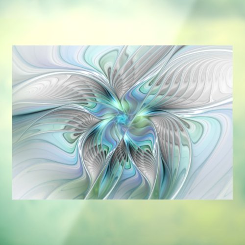 Abstract Blue Green Butterfly Fantasy Fractal Art Window Cling