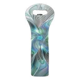 Abstract Blue Green Butterfly Fantasy Fractal Art Wine Bag