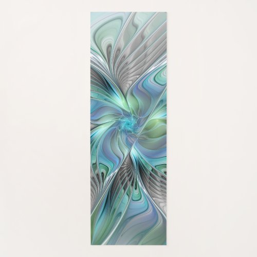 Abstract Blue Green Butterfly Fantasy Fractal Art Yoga Mat