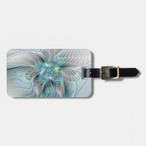 Abstract Blue Green Butterfly Fantasy Fractal Name Luggage Tag