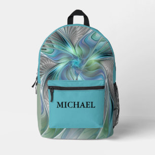 Abstract Blue Green Butterfly Fantasy Fractal Name Printed Backpack