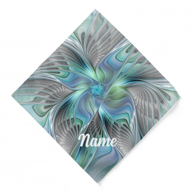 Abstract Blue Green Butterfly Fantasy Fractal Pet Bandana (Front)