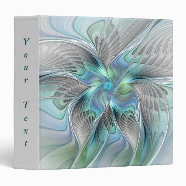 Abstract Blue Green Butterfly Fantasy Fractal Text 3 Ring Binder (Front/Spine)
