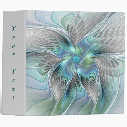 Abstract Blue Green Butterfly Fantasy Fractal Text 3 Ring Binder