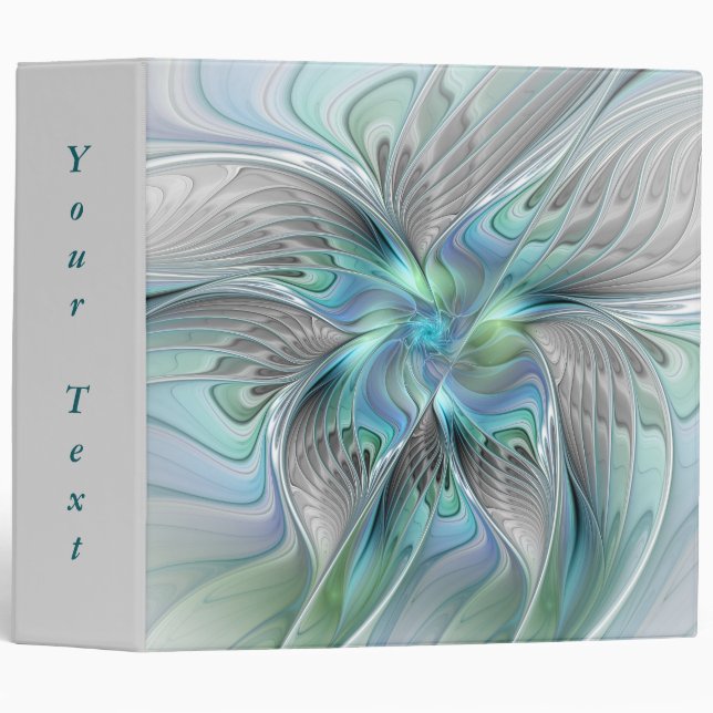 Abstract Blue Green Butterfly Fantasy Fractal Text 3 Ring Binder (Front/Spine)