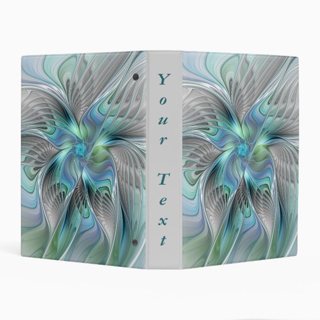 Abstract Blue Green Butterfly Fantasy Fractal Text Mini Binder (Background)