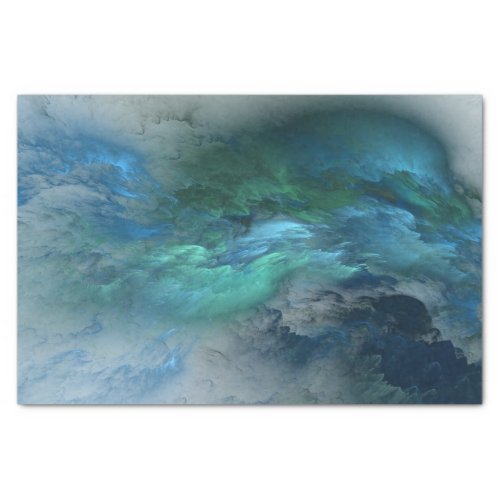 Abstract BlueGreen Clouds _ Tissue Paper