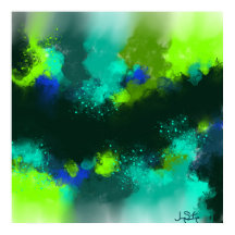 Abstract Blue Green Contemporary Modern Art Print
