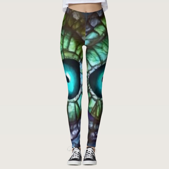 Abstract Blue Green Eye2 Leggings (Front)