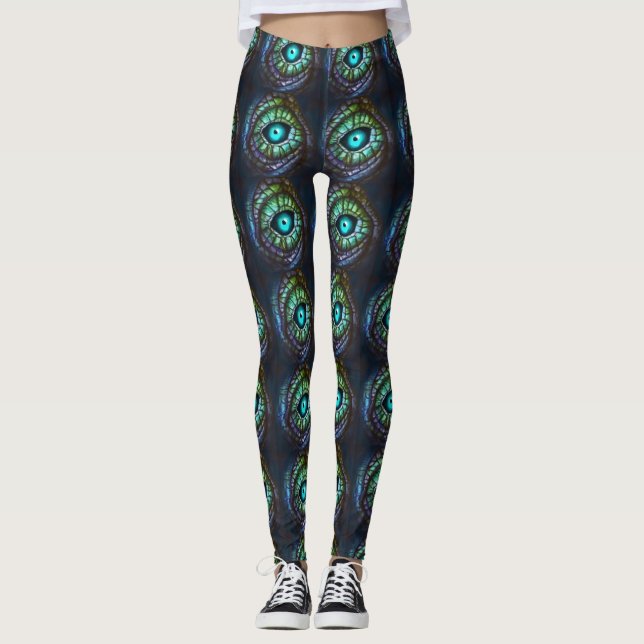 Abstract Blue Green Eye Leggings (Front)