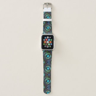 Abstract blue green eye mosaic apple watch band