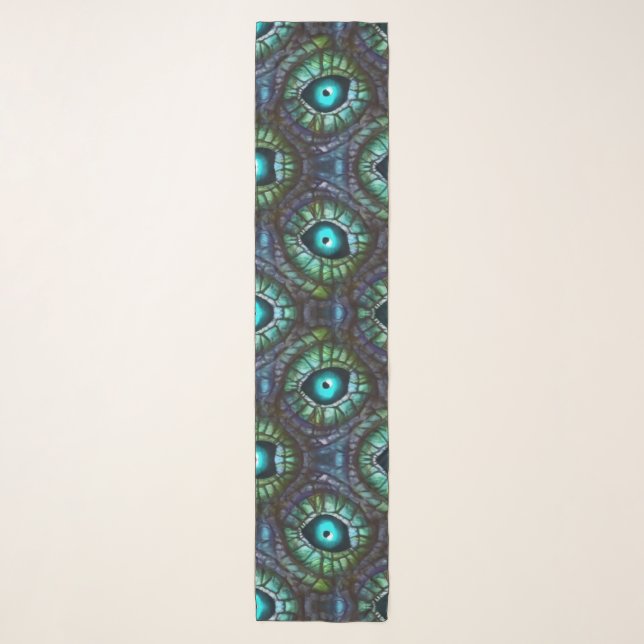 Abstract Blue Green Eye Scarf (Front)