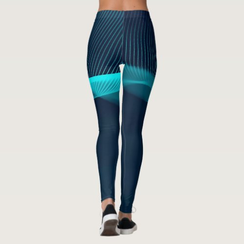 Abstract Blue Green Fluid Dynamics Leggings