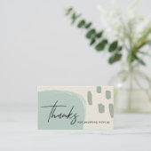 ABSTRACT BLUE GREEN KRAFT SCANDI THANK YOU LOGO BUSINESS CARD (Standing Front)