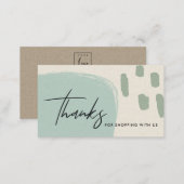 ABSTRACT BLUE GREEN KRAFT SCANDI THANK YOU LOGO BUSINESS CARD (Front/Back)