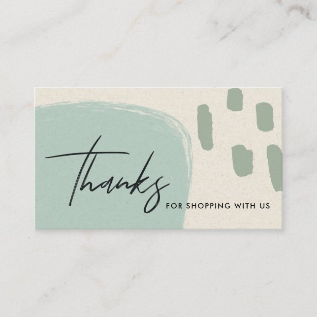 ABSTRACT BLUE GREEN KRAFT SCANDI THANK YOU LOGO BUSINESS CARD (Front)