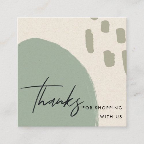 ABSTRACT BLUE GREEN KRAFT SCANDI THANK YOU LOGO SQUARE BUSINESS CARD