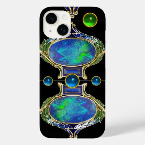 ABSTRACT BLUE GREEN OPAL EFFECT WITH GEMSTONES Case_Mate iPhone 14 CASE