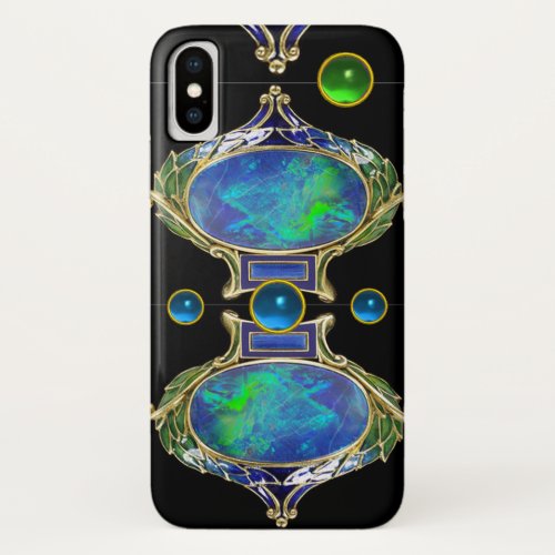 ABSTRACT BLUE GREEN OPAL EFFECT WITH GEMSTONES iPhone XS CASE