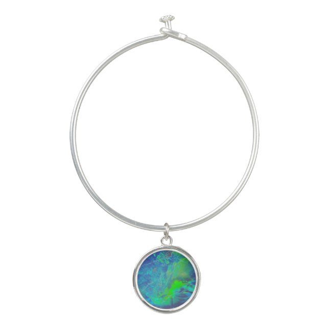 ABSTRACT BLUE GREEN OPAL PHOTO  BANGLE BRACELET (Front)
