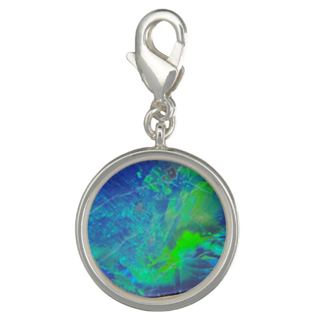 ABSTRACT BLUE GREEN OPAL PHOTO CHARM (Front)