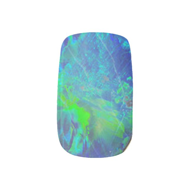 ABSTRACT BLUE GREEN OPAL Photo Minx Nail Wraps (Left Thumb)