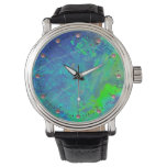 Abstract Blue Green Opal Photo Watch at Zazzle