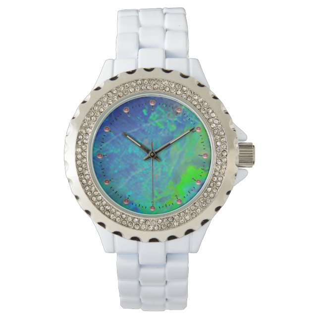 ABSTRACT BLUE GREEN OPAL PHOTO WATCH (Front)